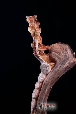 崖柏根艺《财源广进》正宗太行陈化双色料招财摆件