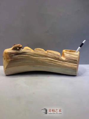 崖柏根雕笔筒《一帆风顺》 精美寓意，伴学子扬帆起航